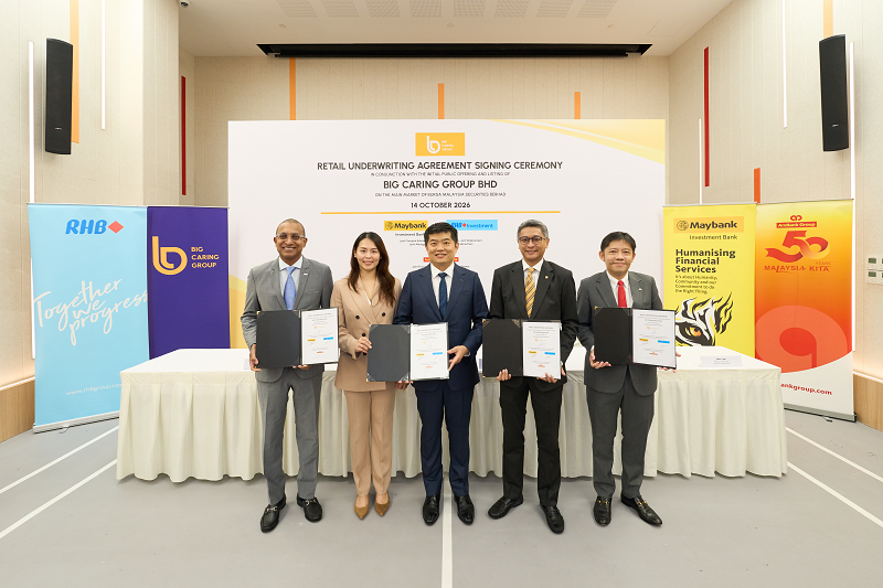 Big Caring Group Bhd Signs Retail Underwriting Agreement with Maybank Investment Bank, RHB Investment Bank and AmInvestment Bank Ahead of Main Market Listing